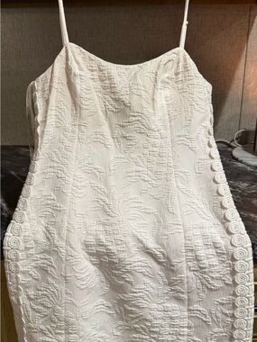 Lilly Pulitzer White Textured Midi Dress with Spaghetti Straps